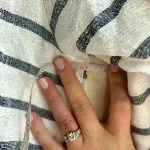 John Mark 100% linen floral embroidered button front blouse sz. XL coastal boho - Picture 5 of 9